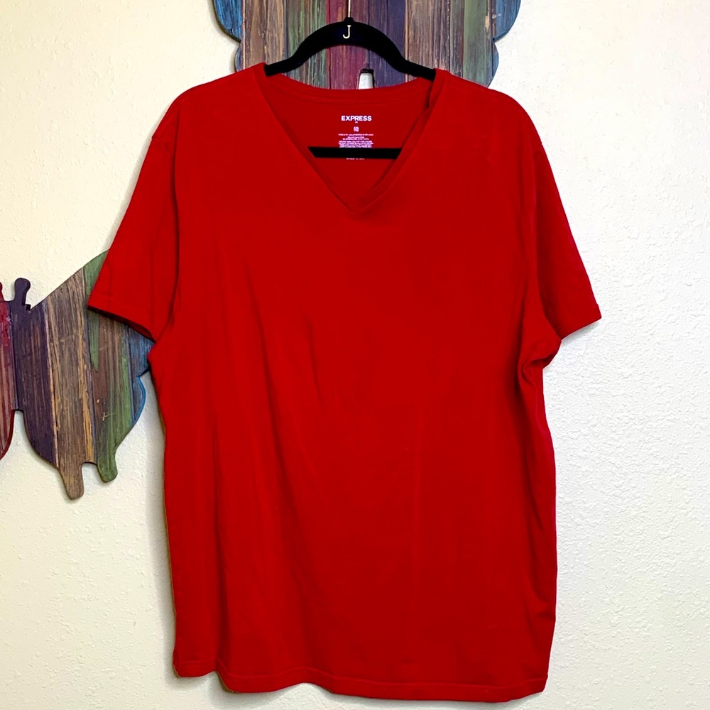 Express Red V-neck Shirt